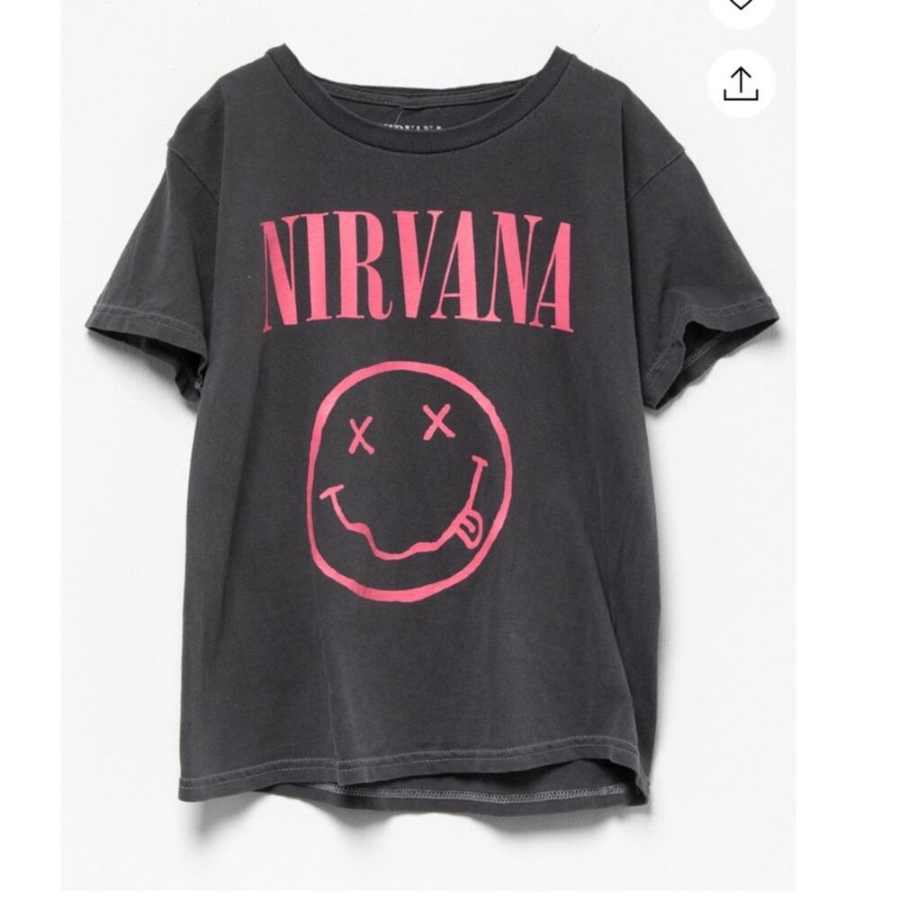 Nirvana Boyfriend Girls Gray and Pink Tee size XL